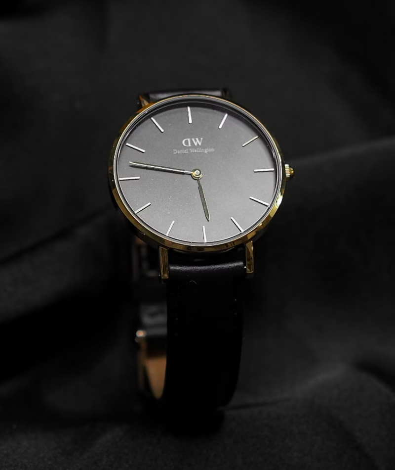 Classic Black Leather-Strap Watch