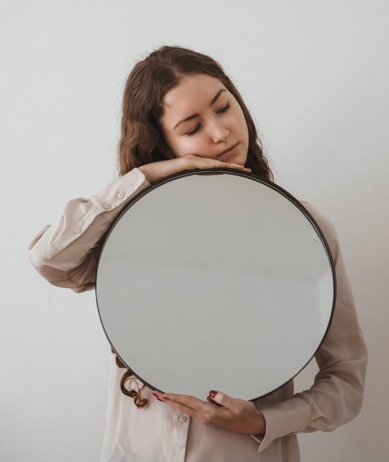 Elegant Round Black Metal Mirror