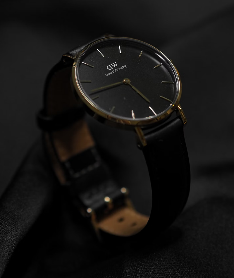 Classic Black Leather-Strap Watch