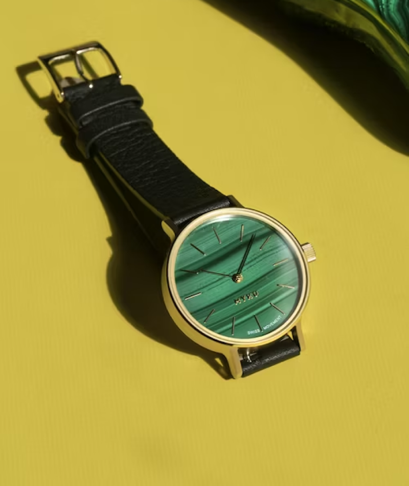 Golden Watch with Greenstone Face