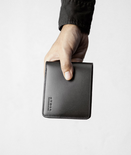 [WL6001-BLK] Classic Black Leather Wallet