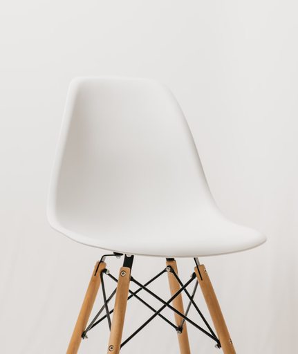 [CH7001-WHT] Contemporary White Wood and Plastic Chair